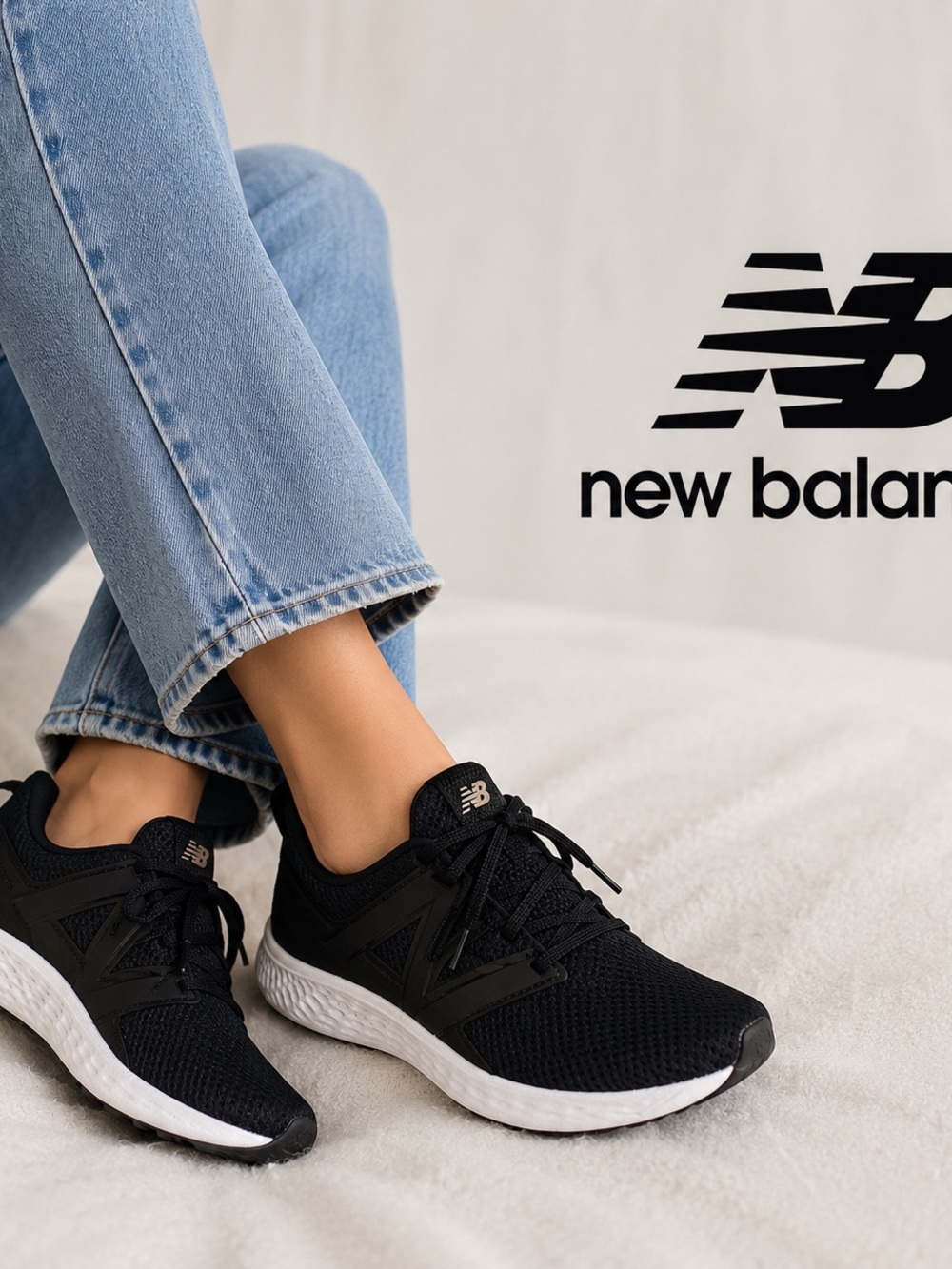 New Balance Women's Black Knit Running Shoes